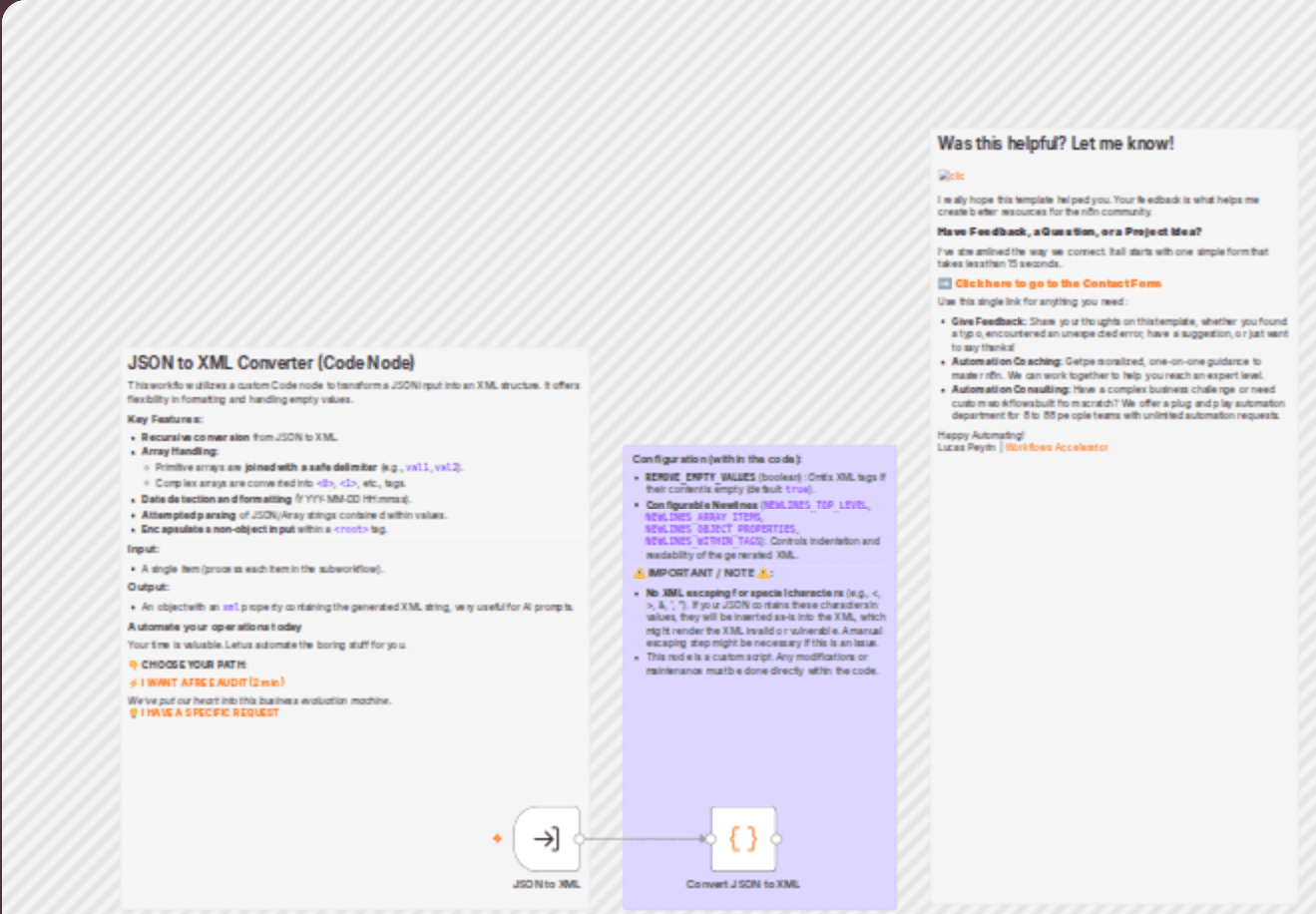 ๐ ๏ธ Transform JSON to XML for Enhanced AI Prompt Formatting workflow diagram
