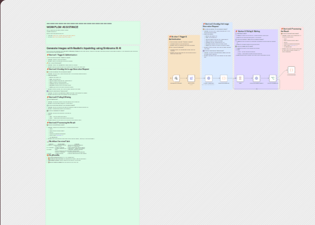 Generate images with realistic inpainting using Simbrams Ri AI workflow diagram
