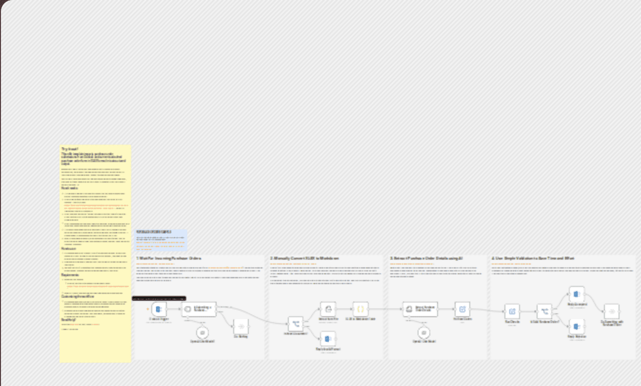 Automate purchase order form submissions from Outlook Excel attachments with AI workflow diagram