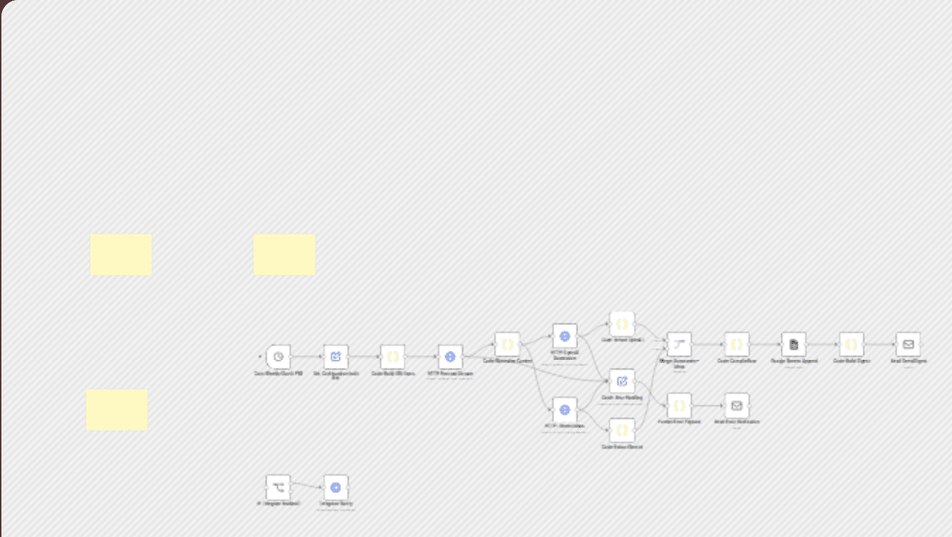 Monitor competitors & generate content ideas with GPT4 & Gemini to Google Sheets workflow diagram