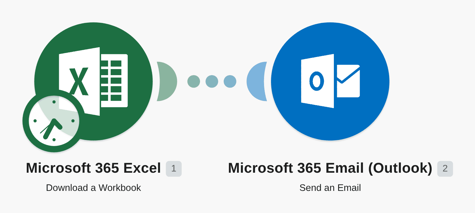 Send an email with Microsoft Excel workbook as an attachment workflow diagram