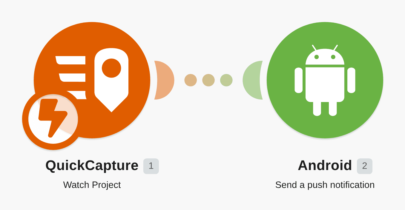 Send a notification to Android when a new event is recorded in your project in QuickCapture workflow diagram