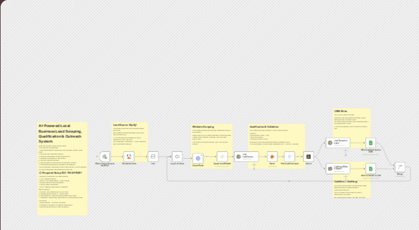 Extract and qualify local business leads and draft cold emails with OpenAI, Apify and Hunter workflow diagram