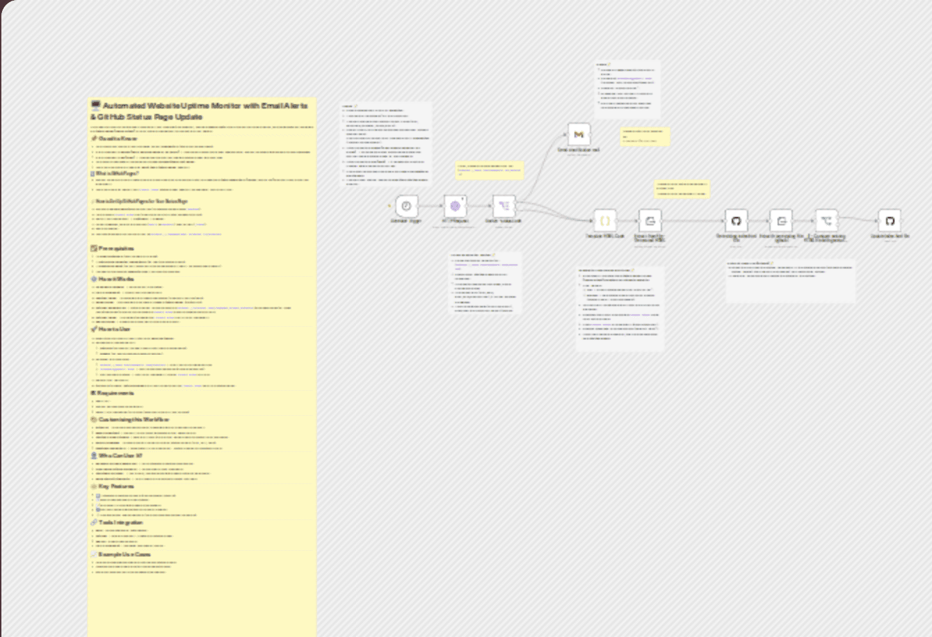 Automated website uptime monitor with email alerts & GitHub status page update workflow diagram