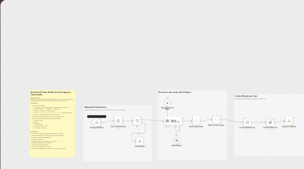 Generate AI case studies from Feedspace testimonials with Google Gemini and publish to WordPress workflow diagram