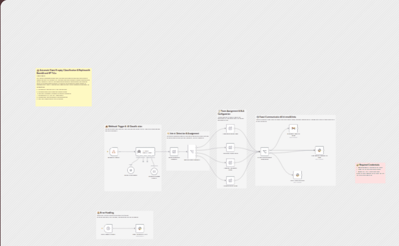 Classify guest enquiries and send replies with GPT-4o, Gmail and Slack workflow diagram