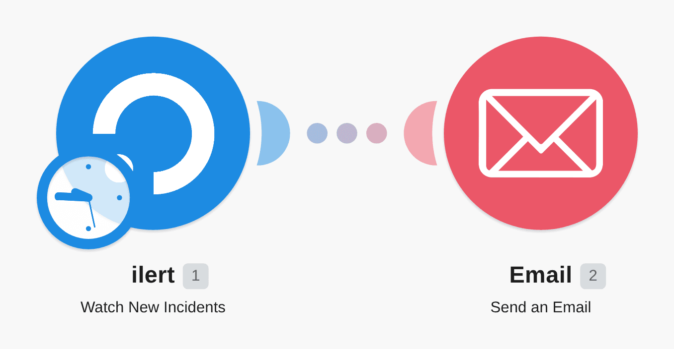 Send an Email from a new incidents in ilert. workflow diagram
