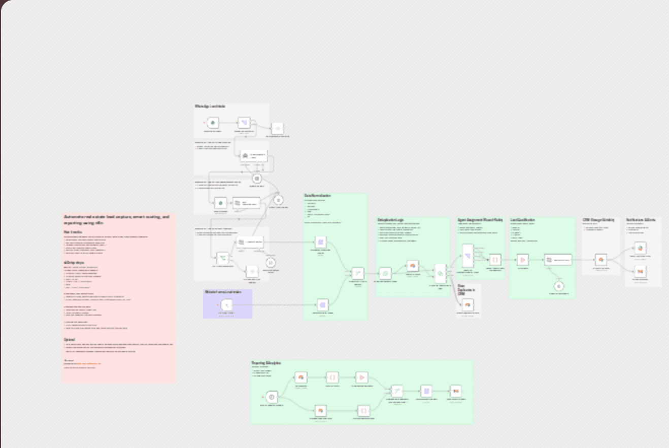 Capture, qualify, and route real estate leads with WhatsApp, Typeform, Airtable, Slack, Gmail, and GPT-4.1-mini workflow diagram